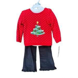 NEW b.t. kids 3 Piece Christmas Outfit Sweater Turtleneck Pants Girl's 24 months